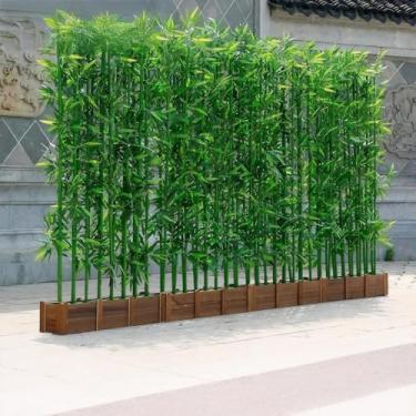 Imagem de Pacote com 16 postes de bambu sintético de 1,8 m com base – Planta artificial impermeável com folhas de seda para uso interno/externo, pátio, jardim, escritório e comercial