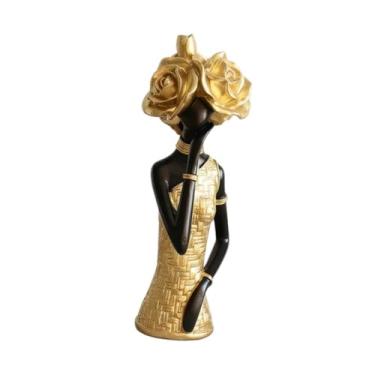 Imagem de Generic Escultura de estátua de africana, coleção de ornamentos, decoração moderna e criativa para mesa, estatueta de resina para armários e quarto, Style B