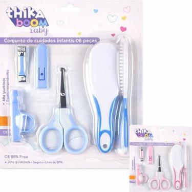 Imagem de Kit Cuidados e Higiene para Bebês, 6 Peças, Azul e Rosa, com Tesoura, Cortador de Unhas, Escova, Pente, Design Ergonômico, Material de Alta Qualidade