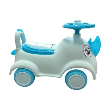 Imagem de Andador Infantil Rinoceronte Azul com Volante e Rodas, Plástico Resistente, 50x25x38 cm, para Crianças +12 Meses