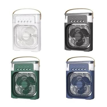 Imagem de Mini Climatizador USB com Reservatório de Água e Gelo – 3 Velocidades, Silencioso, Até 12h de Uso, Para Ambiente de 8m²(ALEATÓRIO)