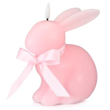 Imagem de Baquler Velas sem chamas de coelhinho da Páscoa, cera real esculpida em LED, conjunto de velas sem chamas em forma de coelho perfumado para casa, sala de estar, quarto, festa, decoração de mesa de