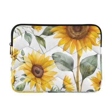 Imagem de Bolsa de laptop fina e leve em aquarela com girassol, capa de transporte durável para laptop, bolsa de laptop fofa para mulheres, de 13 a 14 polegadas