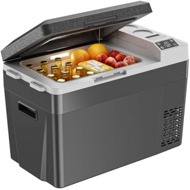 Imagem de Silonn Refrigerador elétrico de 24 litros, geladeira de carro de 12 volts, geladeira portátil para carro com opção de bateria, 12/24 V CC e 110-240 V CA, viagens de carro -15.6 °C a +20.0 °C