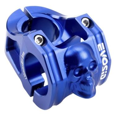 Imagem de BBxunsless Haste de alça curta para bicicleta, liga de alumínio, CNC de alta resistência, cabeça de dragão, estilo caveira, alça de bicicleta de montanha, haste do guidão (azul)