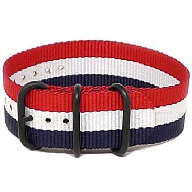 Imagem de Da Luca Pulseira de relógio militar de nylon balístico - Vermelho-branco-azul (fivela PVD): 22 mm