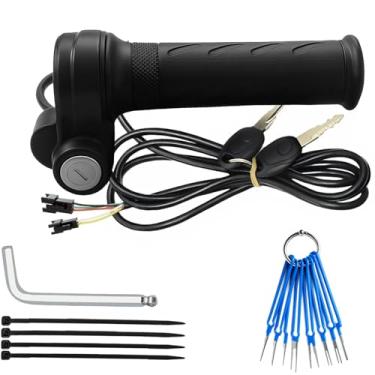 Imagem de Acelerador giratório completo para Ebike 3 pinos, acelerador de bicicleta elétrica com ignição por chave, acelerador universal Plug and Play para atualizar acessórios de triciclo de scooter elétrico