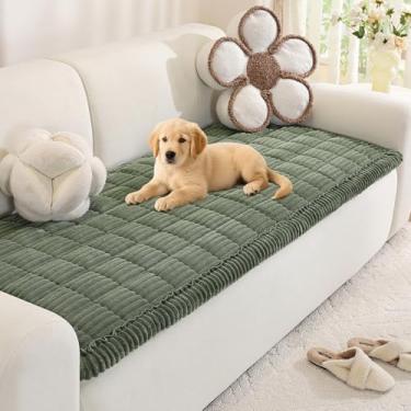 Imagem de Royhom Capa de sofá para cães, lavável, felpuda, para sofá com 2 almofadas, protetor de sofá macio e espesso para animais de estimação, tapete de cachorro para sofás e sofás (verde, 27,6 x 47,2