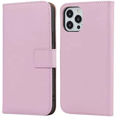 Imagem de KKFAUS Capa de telefone de couro em concha magnética, para Apple iPhone 13 Pro Max (2021) 6,7 polegadas Folio Kickstand Case Carteira [Suporte de cartão] Coldre (Cor: Rosa)
