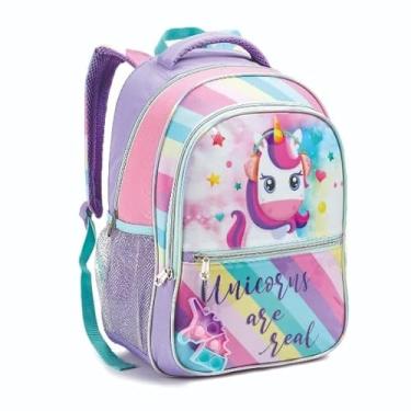 Imagem de Mochila Média Infantil Tam 16 Unicórnio Denlex - 1318
