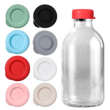 Imagem de Tampas de silicone para garrafa de leite, pacote com 8, tampas de substituição de jarro de vidro de 48 mm de diâmetro, tampas herméticas reutilizáveis, à prova de vazamento, tampas inodoras para
