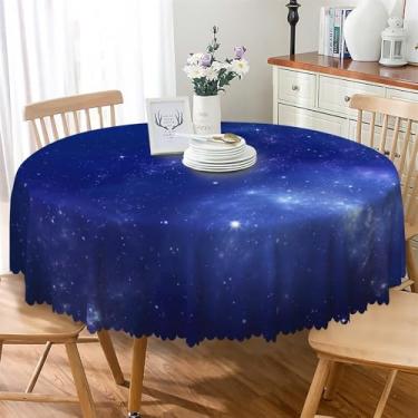 Imagem de DORCEV Toalha de mesa redonda céu estrelado azul nebulosa, nuvens, galáxia, universo, espaço, crianças, festa de aniversário, toalha de mesa estrelada para cozinha, sala de jantar, piquenique