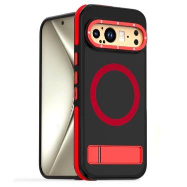 Imagem de Capa transparente para Google Pixel 9/9 Pro/9 Pro XL, capa fina com suporte dobrável com lente fosca com proteção contra quedas