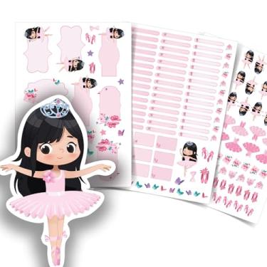 Imagem de Etiqueta Escolar Menina com TAG + Caneta (Bailarina Asiática, Kit de Etiquetas)