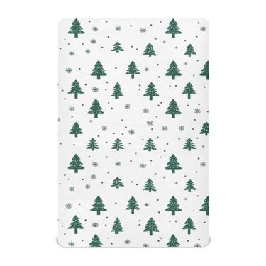 Imagem de Wassud Jogo de lençol elegante para berço de árvore de Natal para meninos e meninas, respirável, lençol com elástico, neutro, 71 x 132 cm