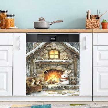 Imagem de SEHANY Capa magnética de conto de fadas fofo coelhinho da Páscoa, adesivos magnéticos decorativos antiarranhões para painel de geladeira e lava-louças, decoração de flores de fazenda de cozinha