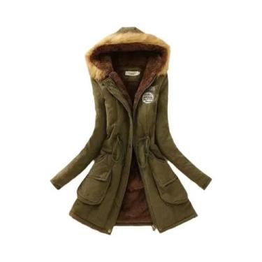 Imagem de Jaqueta De Algodão Feminina Para Outono E Inverno, Acolchoada, Com Cap