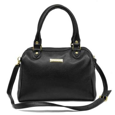 Imagem de Bolsa Feminina de Mão com Alça Transversal Preto Couro DIfranca - 8600