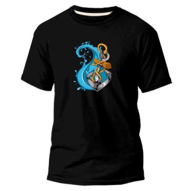 Imagem de Camiseta Algodão Premium Estampa Digital Âncora Azul e Água - Pavesi, 
