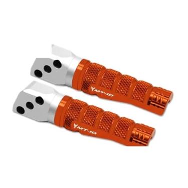 Imagem de Anti-derrapante Apoio para os pés do passageiro traseiro esquerdo e direito cnc, apoio para os pés, pedais para MT-10 mt10 2016-2023 2021 2020(Orange MT-10)