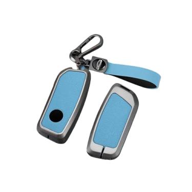 Imagem de Liga de zinco caso chave do carro capa compatível com bmw x1 u11 g70 7 série i7 x7 g07 lci ix i20 g09 xm u06 g81 m3 2023-2024 anti-risco(Rope Buckle-blue)