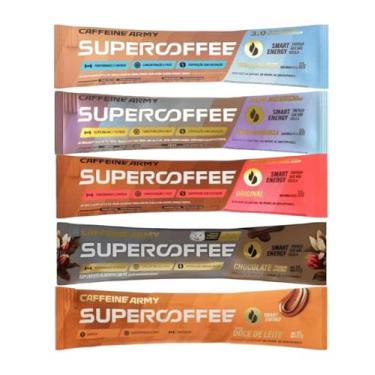 Imagem de Supercoffee To Go Kit 05 unidades Sachês de 10g Sabores (Chocolate Lingua de Gato Kopenhagen,Choconilla (Chocolate e Baunilha),Doce de Leite,Original e Vanilla Latte (Baunilha)-Caffeine Army