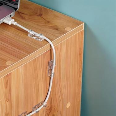 Imagem de Clipes de cabo adesivos fortes, 20 peças, sem broca, organizador de cabos para parede de mesa de escritório em casa