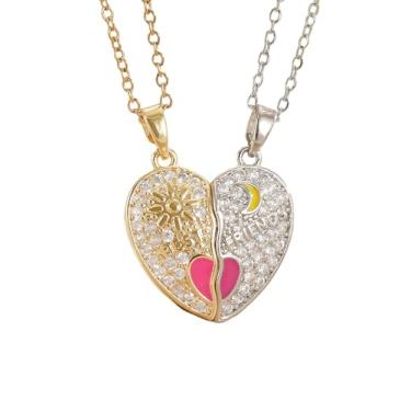 Imagem de rgwtgkyh Colar de coração combinando para casais, pingente de coração fofo, colar de amizade para 2 colares dourados e prateados para casais de melhor amigo para ele e ela, Large, Metal, Sem Pedra