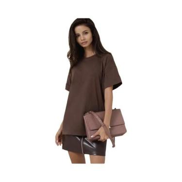 Imagem de Camisetas Básicas Oversized Femininas Em 21 Cores 100% Algodão Branco 