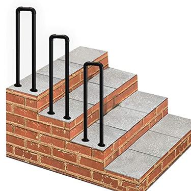 Imagem de DKXCOSQ Corrimão de transição para degraus ao ar livre piquete de ferro forjado preto fosco para 1 degrau, perfeito para deck, jardim, terraço, varanda, 35 trilhos de escada de 100 cm com trilhos de