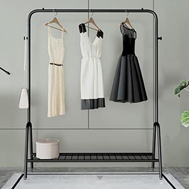 Imagem de SGeneE Rack de exibição de roupas, cabide resistente de ferro, quarto, varanda aberta simples escorredor de secagem, economize espaço, preto (150 cm)