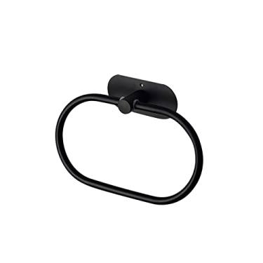 Imagem de HHHJQFAAT Cabide de toalha oval preto para banheiro sem unhas de aço inoxidável
