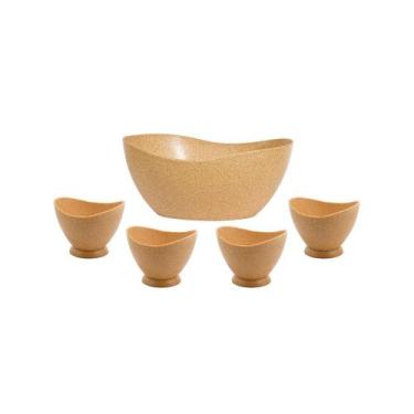 Imagem de Tigela Taças Jogo de Sobremesa Pote ECO Marrom Cerejeira 5un - EVO