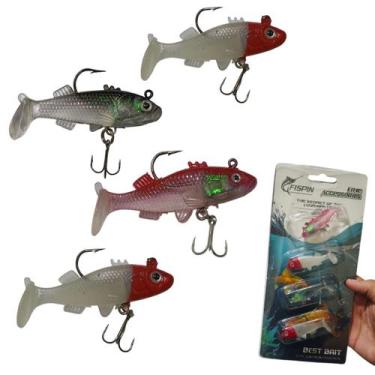 Imagem de Isca Artificial Pesca 4 Peixes Soft Shad Pescaria Lambari Robalo Tucun