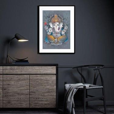 Imagem de Quadro Decorativo Ganesha Fundo Cinza - 60X48Cm
