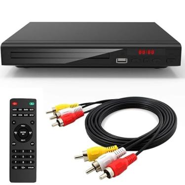 Imagem de Leitor de DVD doméstico, TV, CD Player compacto, suporta sistema NTSC/PAL com saídas estáveis RCA/entrada USB 128G, contém controle remoto e cabo RCA (sem cabo HDMI)
