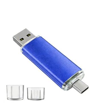 Imagem de Flash Drive USB C de 128 GB Dual USB 2.0 Tipo C + USB A Portátil Tipo-C Pen Drive 2 em 1 USB-C para Smartphone Tablet Computador Mac iPhone 15, Azul