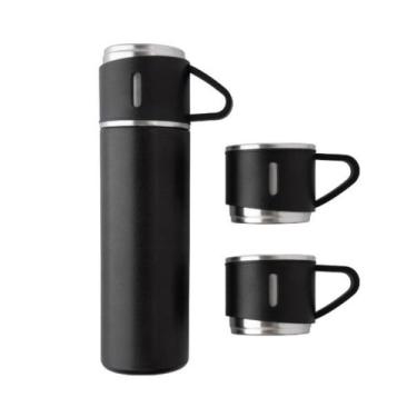 Imagem de Garrafa Térmica com 3 Canecas Tampas Acampar Viajar Café Cozinha 5803 