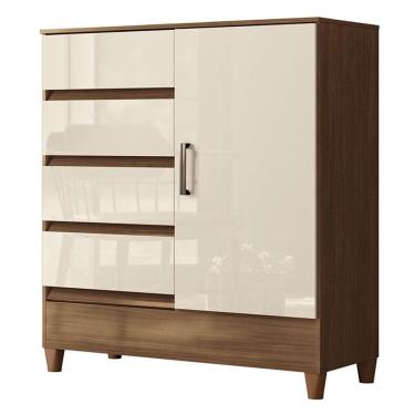 Imagem de Comoda 1 portas 4 gavetas Fit Jequitibá Off Acetinado - Santos Andirá