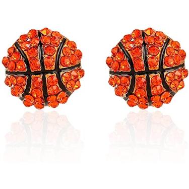 Imagem de Brincos de Basquete com Strass em Pino Jogo Liga Casual e Fashion Ideais para Jogadores Veteranos Equipes Mãe Pai