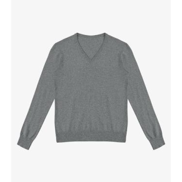 Imagem de Sueter Feminino Gola V Em Tricot Rovitex Cinza, M, Cinza
