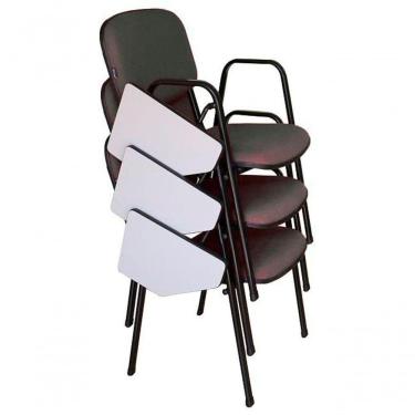 Imagem de 03 Cadeiras Universitárias Linha Hotel Auditório Cinza