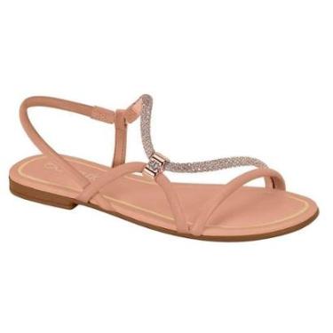 Imagem de Sandália Rasteirinha Beira Rio Mácia Tiras Strass - / Nude Cor:;Tamanho:38;Gênero:Feminino-Feminino