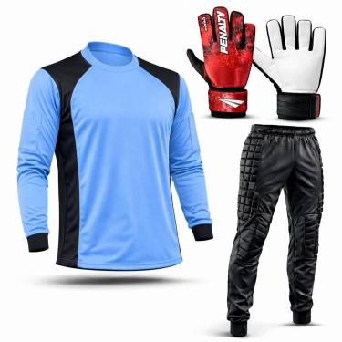 Imagem de Kit Goleiro Juvenil Camisa + Calça Acolchoada + Luva De Goleiro Penalty-Unissex