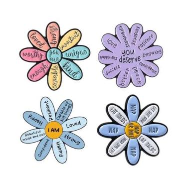 Imagem de Broche De Flor Esmaltado Com Citações Motivacionais E Encorajadoras: V