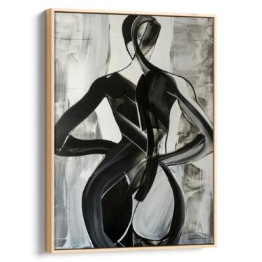 Imagem de Quadro Abstrato Preto e Branco - Dança das Silhuetas Fluídas - Mioquad