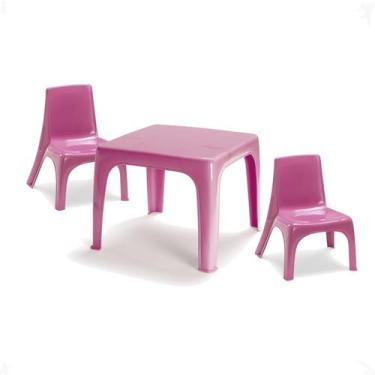 Imagem de Mesinha Infantil Rosa 46x38cm+2 Cadeiras Poltrona Infantil - Injeplast