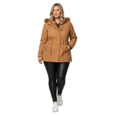 Imagem de Jaqueta ParKa Sarja Peluciada Com Capuz Removivel Plus Size - Ast Stor