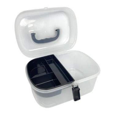 Imagem de Maleta Transportadora Grande Transparente Multiuso Acessórios - Ateliê