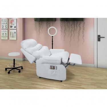 Imagem de Poltrona Reclinável Barão Sobrancelha Com Mocho E Assento De Elevação Corino Branco Império Estofados